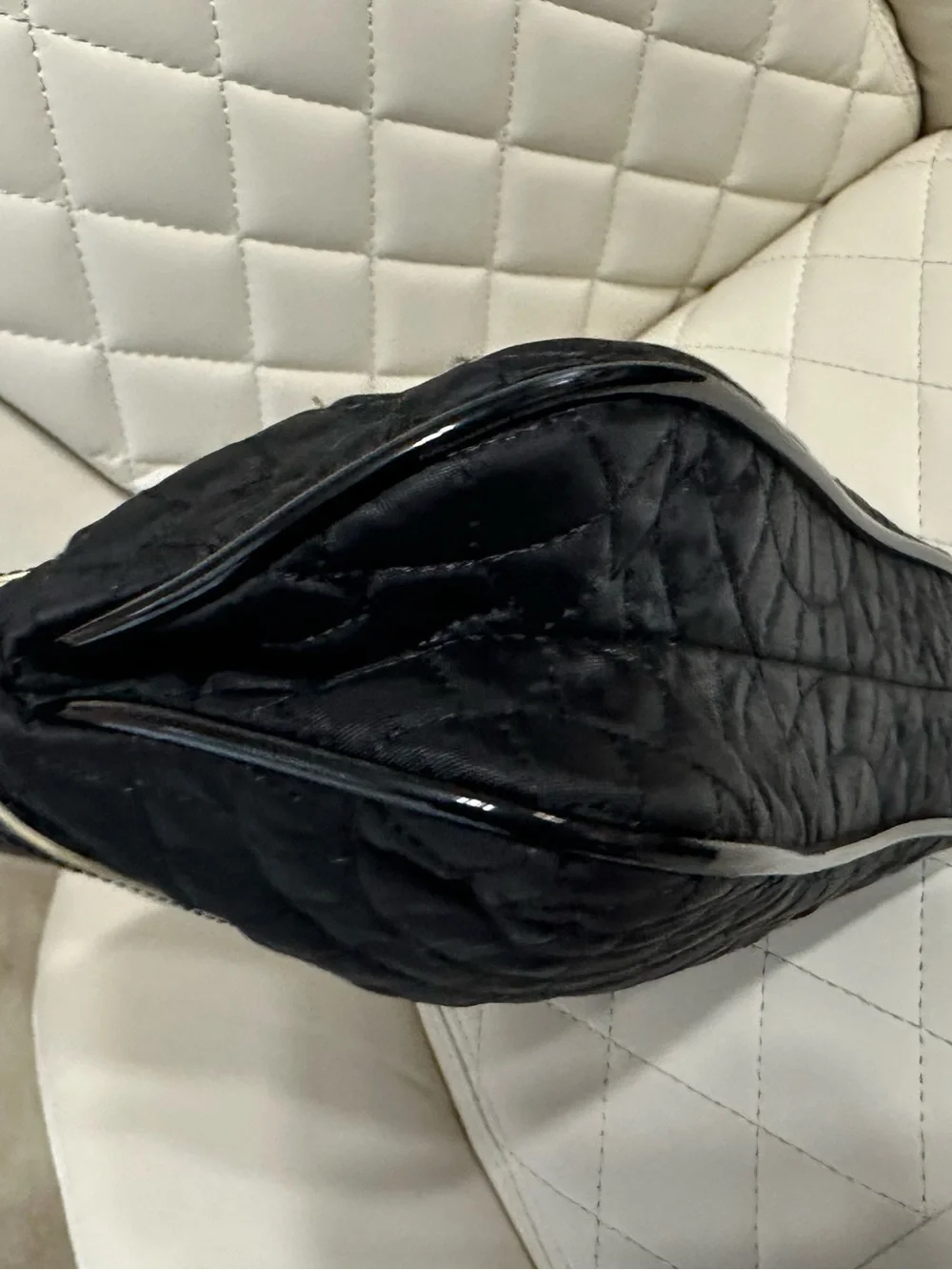 Vera Bradley Quilted Clutch Black Patent Leather trim Purse tote